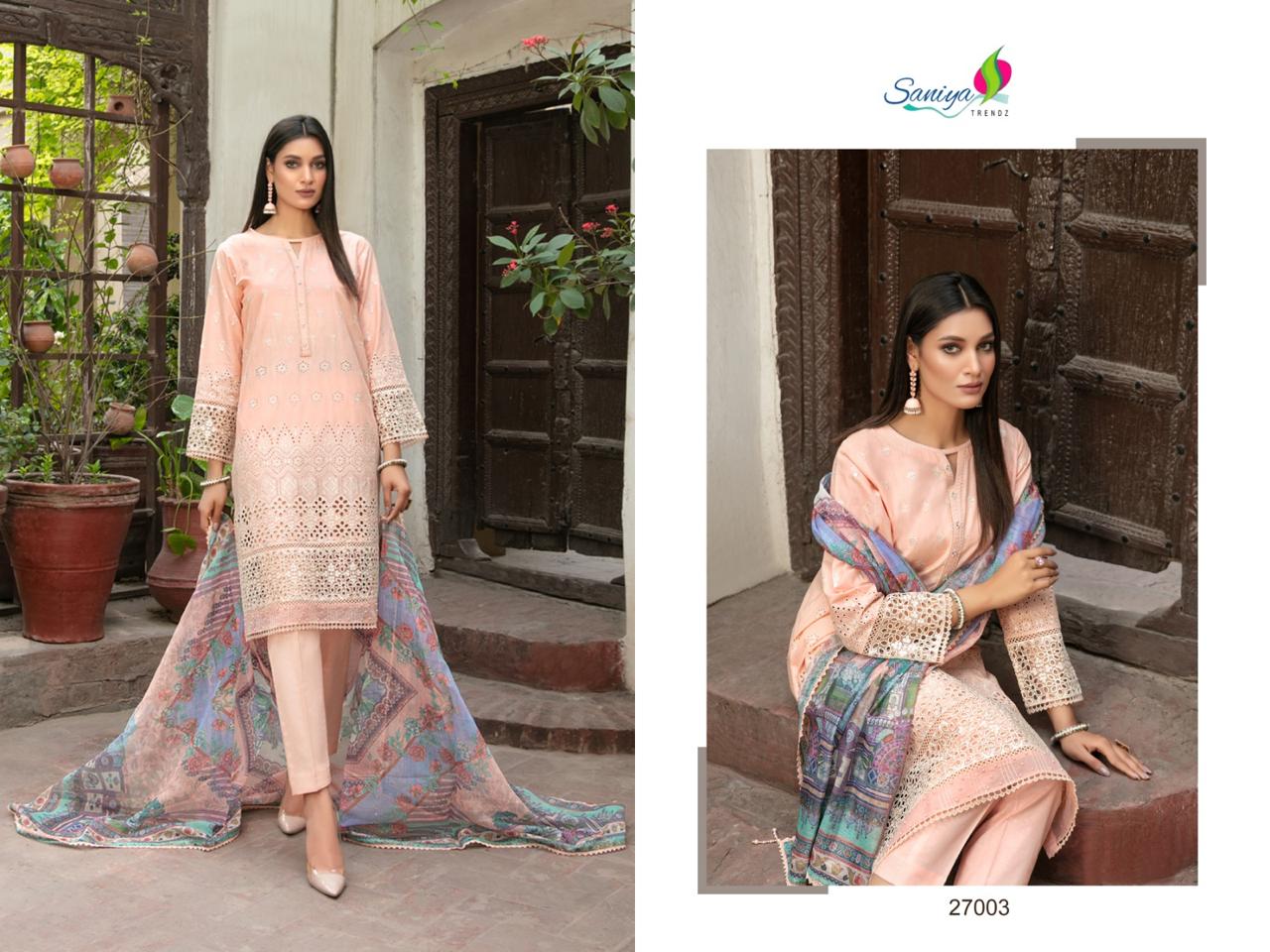Maria B Chikankari Vol 27 By Saniya Cotton Pakistani Suits Wholesale Market In Surat